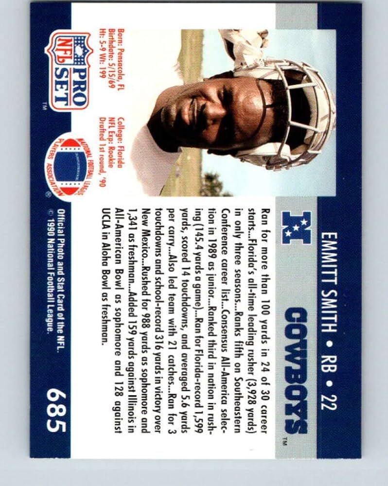 Amazon.com: Emmitt Smith 1990 Pro Set Rookie Football Card #685